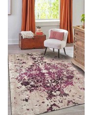 Deasy Eskitme Desenli Pamuk Tabanlı Yıkanabilen Kaydırmaz Antibakteriyel Şönil Salon Halısı