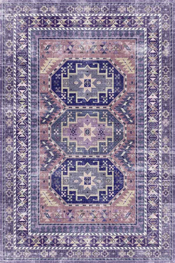 Darlen Desenli Pamuk Tabanlı Yıkanabilen Kaydırmaz Antibakteriyel Şönil Salon Halısı