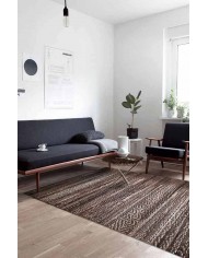 Davin Geometrik Desenli Pamuk Tabanlı Yıkanabilen Kaydırmaz Antibakteriyel Şönil Salon Halısı