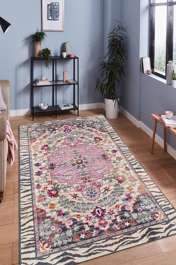 Despinax Pamuk Tabanlı Yıkanabilen Kaydırmaz Antibakteriyel Şönil Salon Halısı