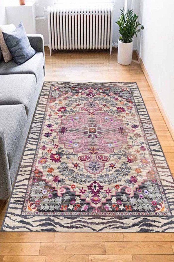 Despinax Pamuk Tabanlı Yıkanabilen Kaydırmaz Antibakteriyel Şönil Salon Halısı