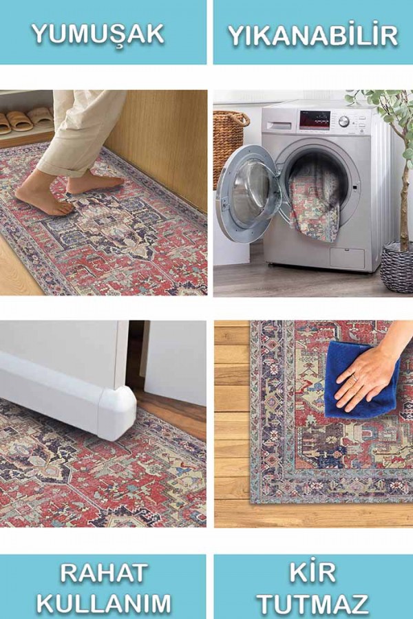 Eden Pamuk Tabanlı Yıkanabilen Kaydırmaz Antibakteriyel Şönil Salon Halısı