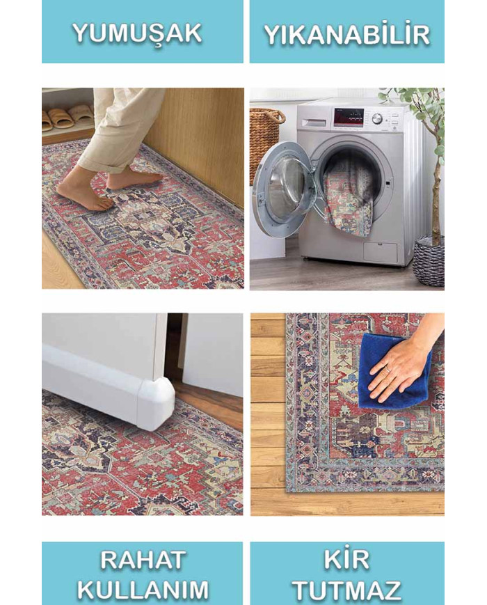 Eden Pamuk Tabanlı Yıkanabilen Kaydırmaz Antibakteriyel Şönil Salon Halısı