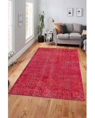 Elarte Kırmızı Pamuk Tabanlı Yıkanabilen Kaydırmaz Antibakteriyel Şönil Salon Halısı