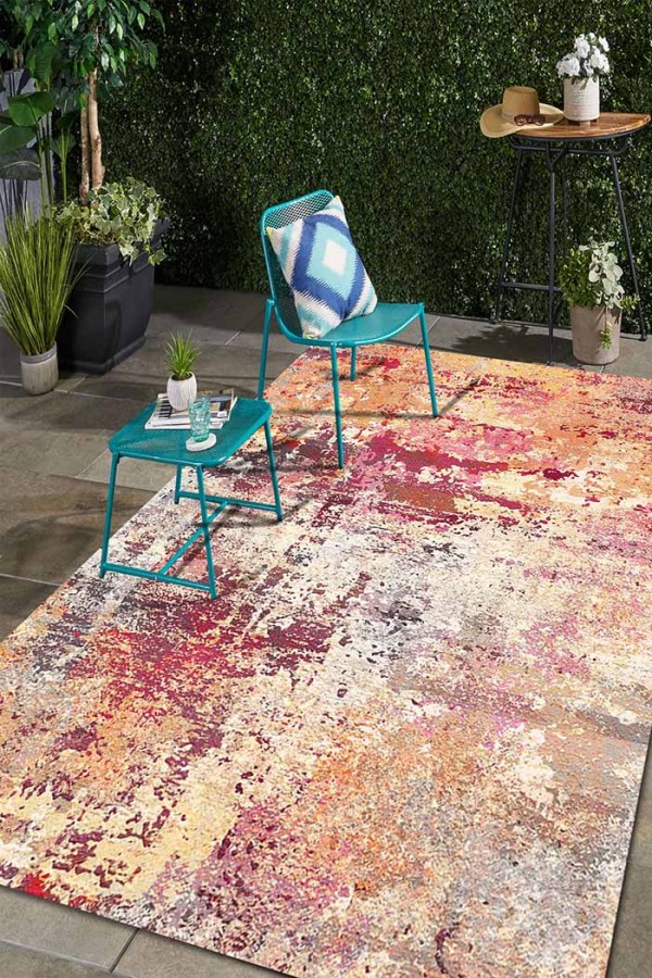 Emily Desenli Pamuk Tabanlı Yıkanabilen Kaydırmaz Antibakteriyel Şönil Salon Halısı