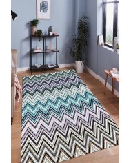 Evan Desenli Pamuk Tabanlı Yıkanabilen Kaydırmaz Antibakteriyel Şönil Salon Halısı