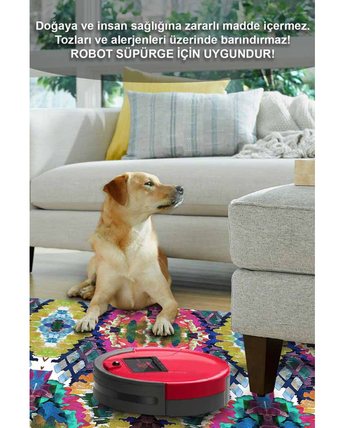 Everleigh Desenli Pamuk Tabanlı Yıkanabilen Kaydırmaz Antibakteriyel Şönil Salon Halısı