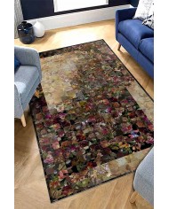 Flowers Çiçek Desenli Pamuk Tabanlı Yıkanabilen Kaydırmaz Antibakteriyel Şönil Salon Halısı