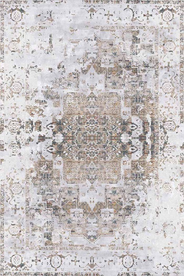 Filament Eskitme Desenli Pamuk Tabanlı Yıkanabilen Kaydırmaz Antibakteriyel Şönil Salon Halısı