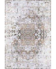 Filament Eskitme Desenli Pamuk Tabanlı Yıkanabilen Kaydırmaz Antibakteriyel Şönil Salon Halısı