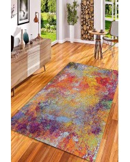 Gaudi Desenli Pamuk Tabanlı Yıkanabilen Kaydırmaz Antibakteriyel Şönil Salon Halısı