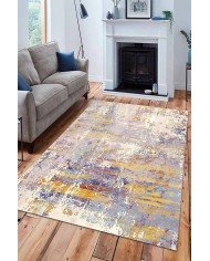 Galina Desenli Pamuk Tabanlı Yıkanabilen Kaydırmaz Antibakteriyel Şönil Salon Halısı