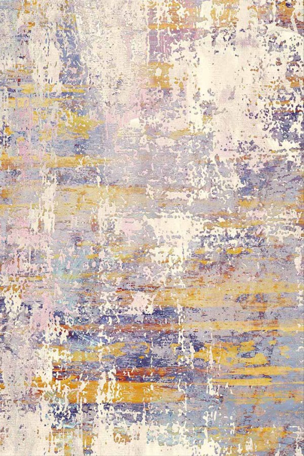 Galina Desenli Pamuk Tabanlı Yıkanabilen Kaydırmaz Antibakteriyel Şönil Salon Halısı