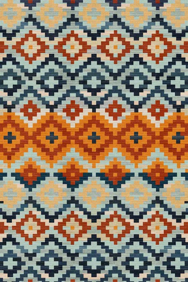 Gayane Desenli Pamuk Tabanlı Yıkanabilen Kaydırmaz Antibakteriyel Şönil Salon Halısı