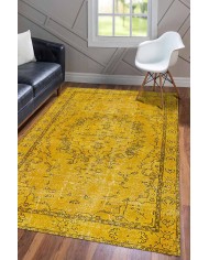 Giallo Desenli Pamuk Tabanlı Yıkanabilen Kaydırmaz Antibakteriyel Şönil Salon Halısı