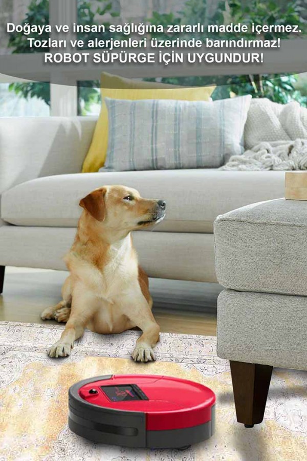 Giallastro Çiçek Desenli Pamuk Tabanlı Yıkanabilen Kaydırmaz Antibakteriyel Şönil Salon Halısı