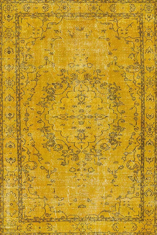 Giallo Desenli Pamuk Tabanlı Yıkanabilen Kaydırmaz Antibakteriyel Şönil Salon Halısı