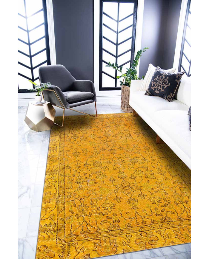 Ginato Desenli Pamuk Tabanlı Yıkanabilen Kaydırmaz Antibakteriyel Şönil Salon Halısı