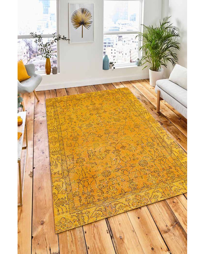 Ginato Desenli Pamuk Tabanlı Yıkanabilen Kaydırmaz Antibakteriyel Şönil Salon Halısı