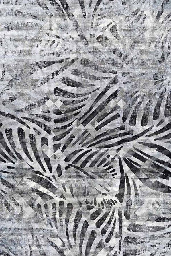 Greyshade Desenli Pamuk Tabanlı Yıkanabilen Kaydırmaz Antibakteriyel Şönil Salon Halısı