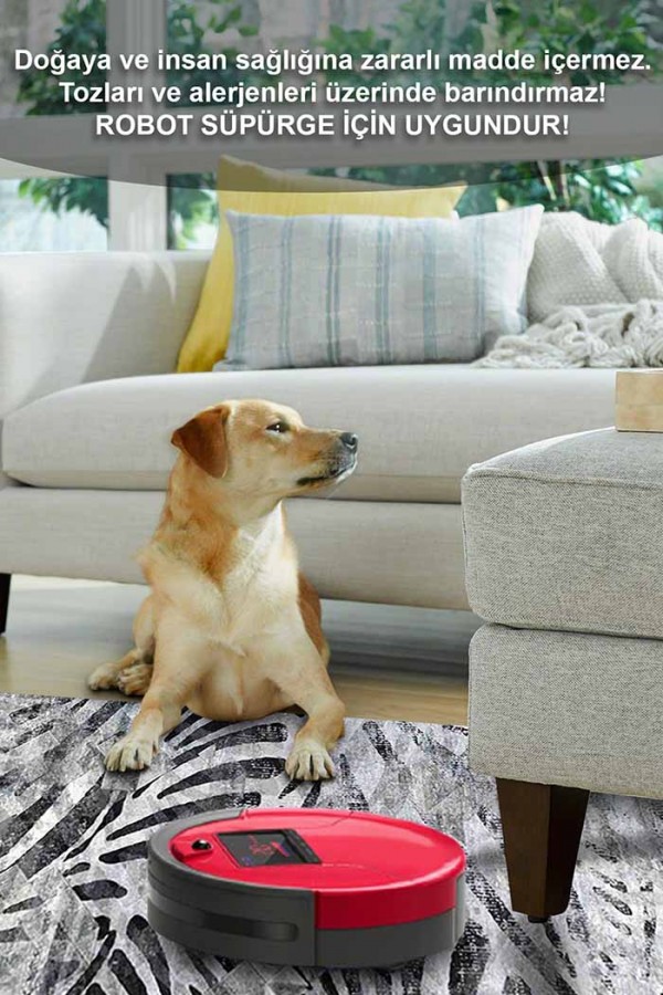 Greyshade Desenli Pamuk Tabanlı Yıkanabilen Kaydırmaz Antibakteriyel Şönil Salon Halısı