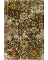 Heather Eskitme Desenli Pamuk Tabanlı Yıkanabilen Kaydırmaz Antibakteriyel Şönil Salon Halısı