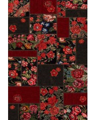 Hope Patchwork Desenli Pamuk Tabanlı Yıkanabilen Kaydırmaz Antibakteriyel Şönil Salon Halısı