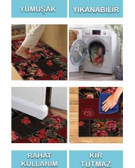 Hope Patchwork Desenli Pamuk Tabanlı Yıkanabilen Kaydırmaz Antibakteriyel Şönil Salon Halısı
