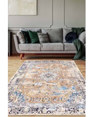 Jemma Desenli Pamuk Tabanlı Yıkanabilen Kaydırmaz Antibakteriyel Şönil Salon Halısı