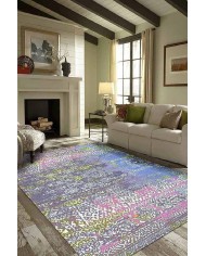 Kane Desenli Pamuk Tabanlı Yıkanabilen Kaydırmaz Antibakteriyel Şönil Salon Halısı