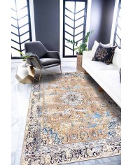 Jemma Desenli Pamuk Tabanlı Yıkanabilen Kaydırmaz Antibakteriyel Şönil Salon Halısı