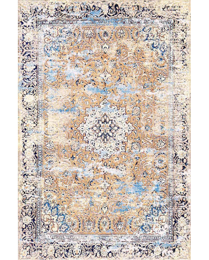 Jemma Desenli Pamuk Tabanlı Yıkanabilen Kaydırmaz Antibakteriyel Şönil Salon Halısı