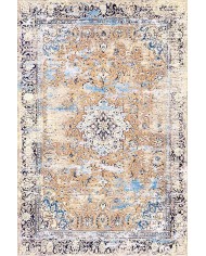 Jemma Desenli Pamuk Tabanlı Yıkanabilen Kaydırmaz Antibakteriyel Şönil Salon Halısı