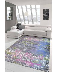 Kane Desenli Pamuk Tabanlı Yıkanabilen Kaydırmaz Antibakteriyel Şönil Salon Halısı