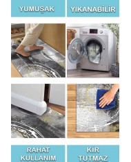Kenyon Desenli Pamuk Tabanlı Yıkanabilen Kaydırmaz Antibakteriyel Şönil Salon Halısı