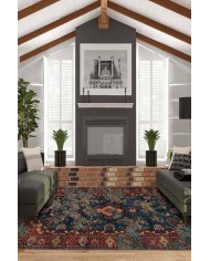 Kinevart Desenli Pamuk Tabanlı Yıkanabilen Kaydırmaz Antibakteriyel Şönil Salon Halısı