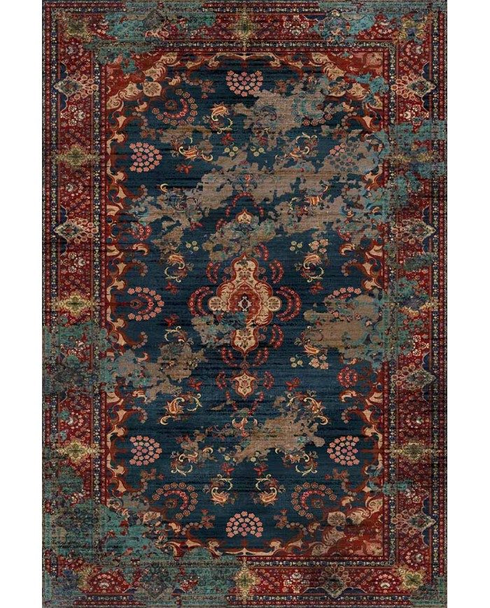 Kinevart Desenli Pamuk Tabanlı Yıkanabilen Kaydırmaz Antibakteriyel Şönil Salon Halısı