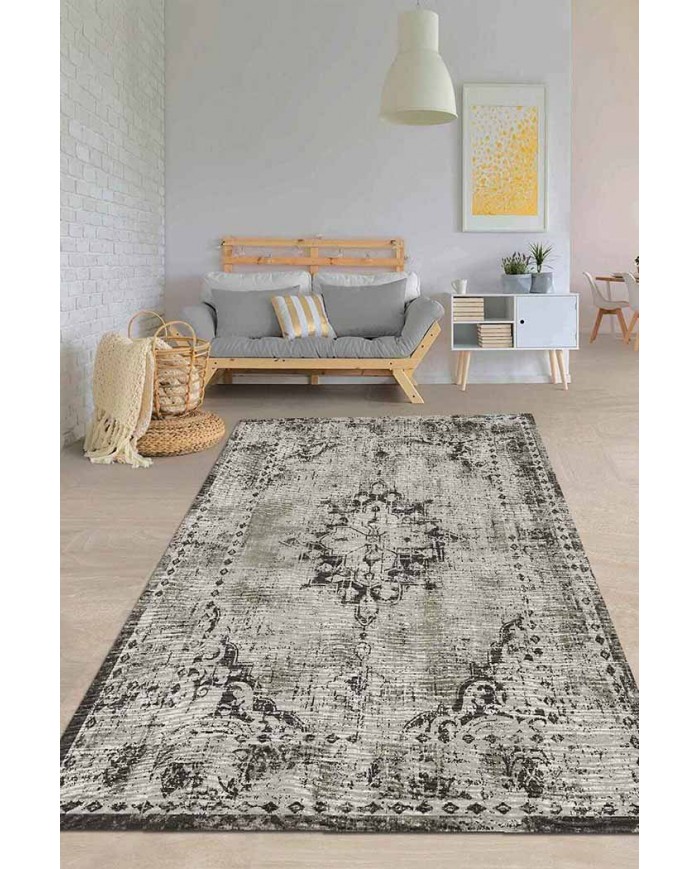 Lady Desenli Pamuk Tabanlı Yıkanabilen Kaydırmaz Antibakteriyel Şönil Salon Halısı