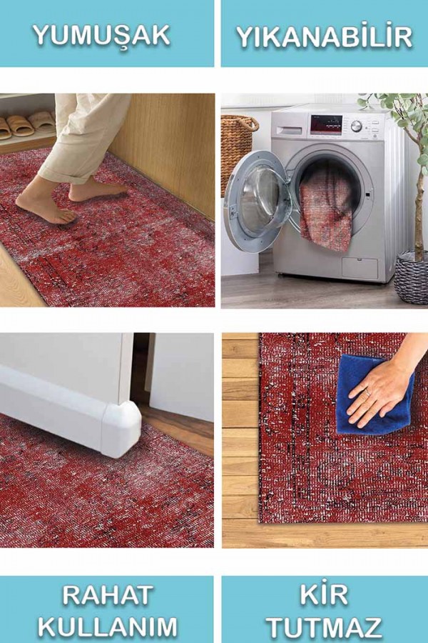 Labalel Pamuk Tabanlı Yıkanabilen Kaydırmaz Antibakteriyel Şönil Salon Halısı