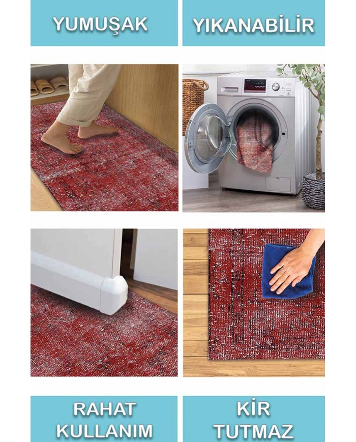 Labalel Pamuk Tabanlı Yıkanabilen Kaydırmaz Antibakteriyel Şönil Salon Halısı