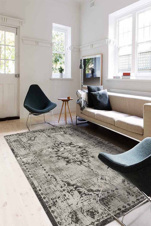 Lady Desenli Pamuk Tabanlı Yıkanabilen Kaydırmaz Antibakteriyel Şönil Salon Halısı