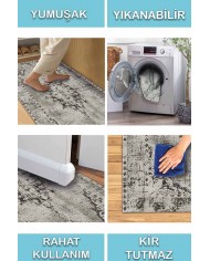 Lady Desenli Pamuk Tabanlı Yıkanabilen Kaydırmaz Antibakteriyel Şönil Salon Halısı
