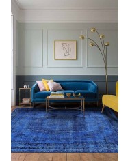 Lapis Eskitme Desenli Pamuk Tabanlı Yıkanabilen Kaydırmaz Antibakteriyel Şönil Salon Halısı