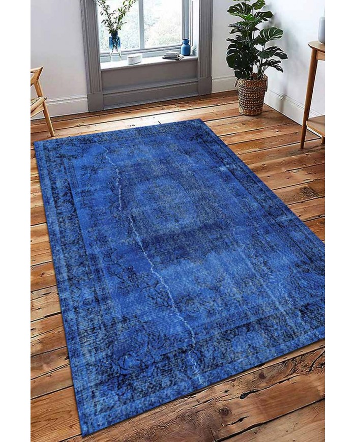 Lapis Eskitme Desenli Pamuk Tabanlı Yıkanabilen Kaydırmaz Antibakteriyel Şönil Salon Halısı