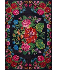 Leova Karabağ Desenli Pamuk Tabanlı Yıkanabilen Kaydırmaz Antibakteriyel Şönil Salon Halısı