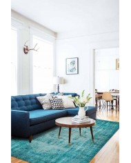 Levanzo Elit Desenli Pamuk Tabanlı Yıkanabilen Kaydırmaz Antibakteriyel Şönil Salon Halısı