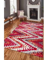 Lole Geometrik Desenli Pamuk Tabanlı Yıkanabilen Kaydırmaz Antibakteriyel Şönil Salon Halısı