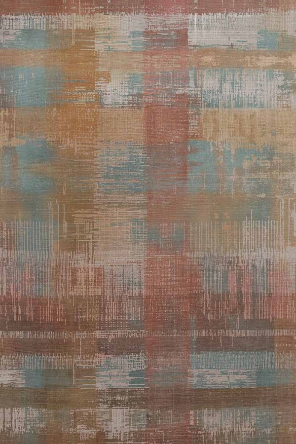 Lilac Renkli Desenli Pamuk Tabanlı Yıkanabilen Kaydırmaz Antibakteriyel Şönil Salon Halısı