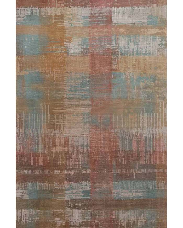 Lilac Renkli Desenli Pamuk Tabanlı Yıkanabilen Kaydırmaz Antibakteriyel Şönil Salon Halısı