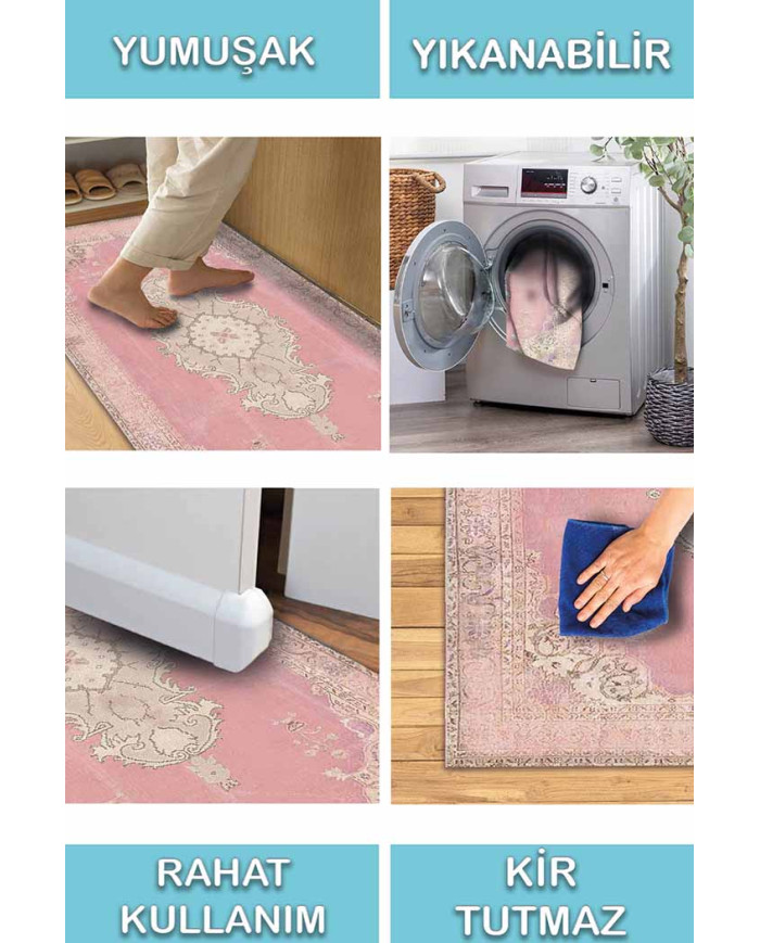 Lix Pamuk Tabanlı Yıkanabilen Kaydırmaz Antibakteriyel Şönil Salon Halısı